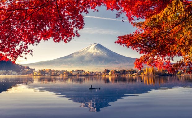Mountain Lake Red Leaves