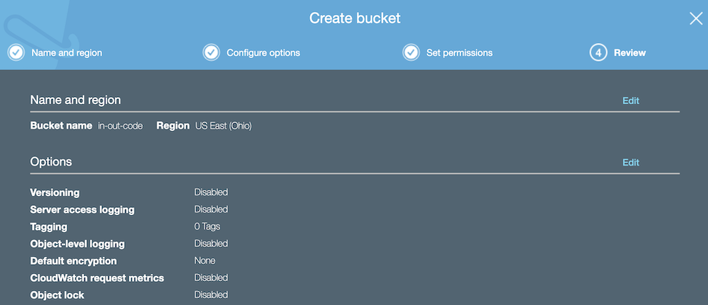 Amazon S3 Create Bucket