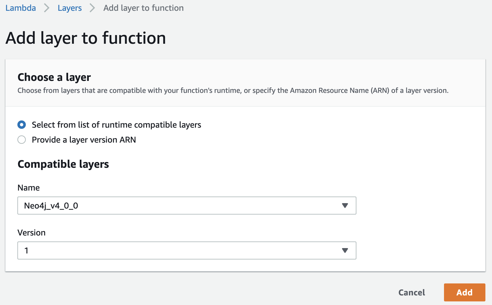 Add Layer to Lambda Function