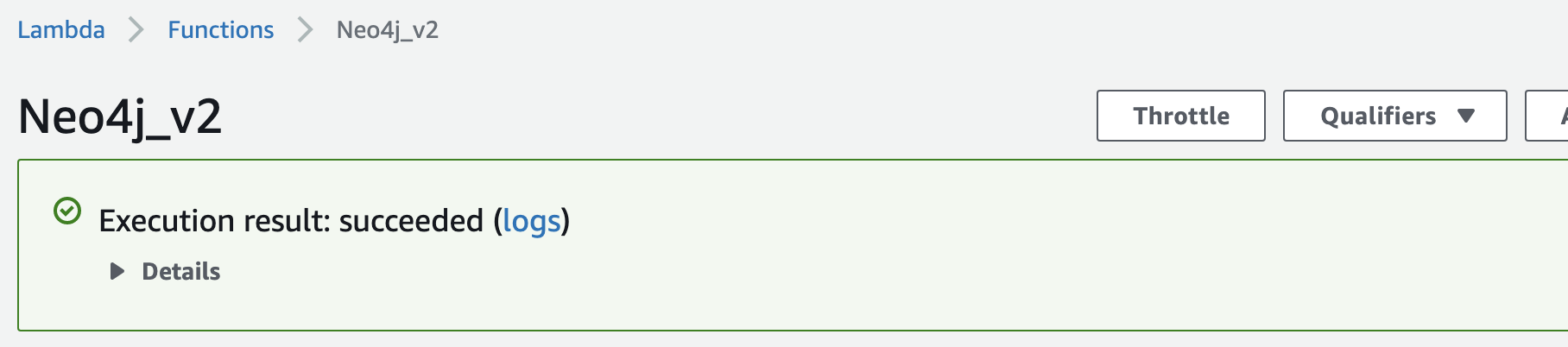 Neo4j Lambda Function Test Success